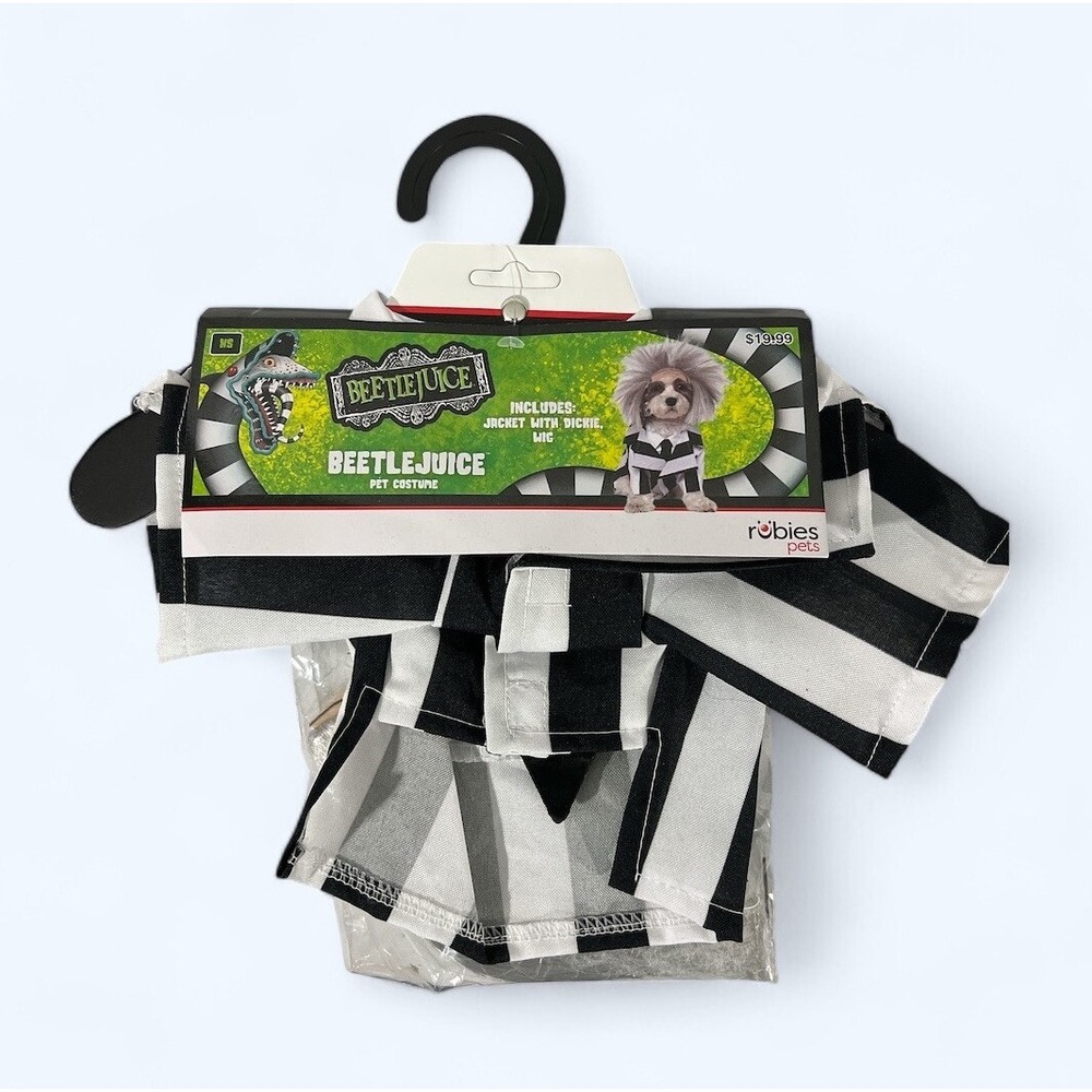Beetlejuice Pet Dog Costume With Wig XS New!!